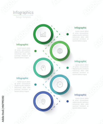 Infographic 5 options design elements for your business data. Vector Illustration.