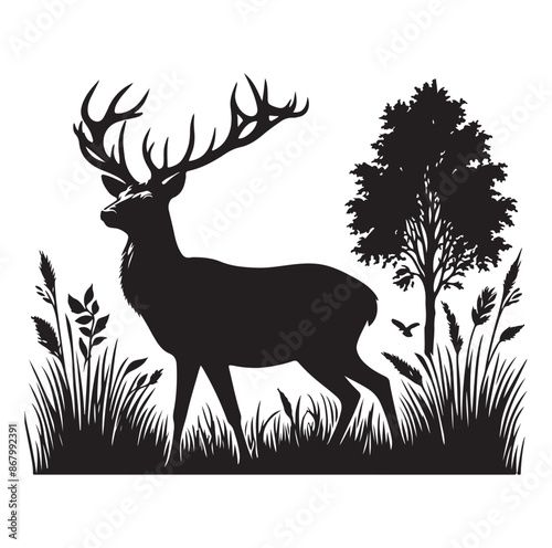 Beautiful Deer vector silhouette vector isolated on white background