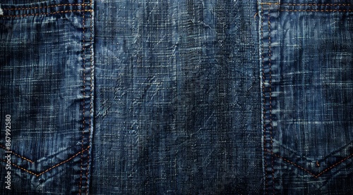 Close Up Texture of Blue Woven Fabric With Subtle Light Reflection
