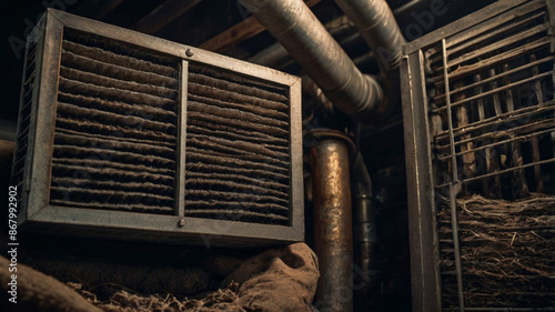 Clogged air filters dustcovered vents grimy coils photo