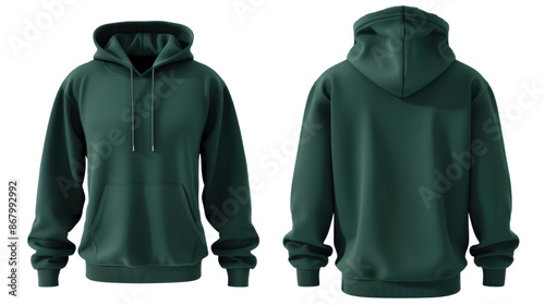 Blank Unisex Green Pullover Hoodie Mockup on transparent background