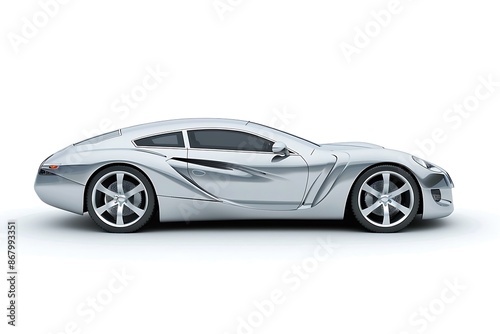 Silver car isolated on white background