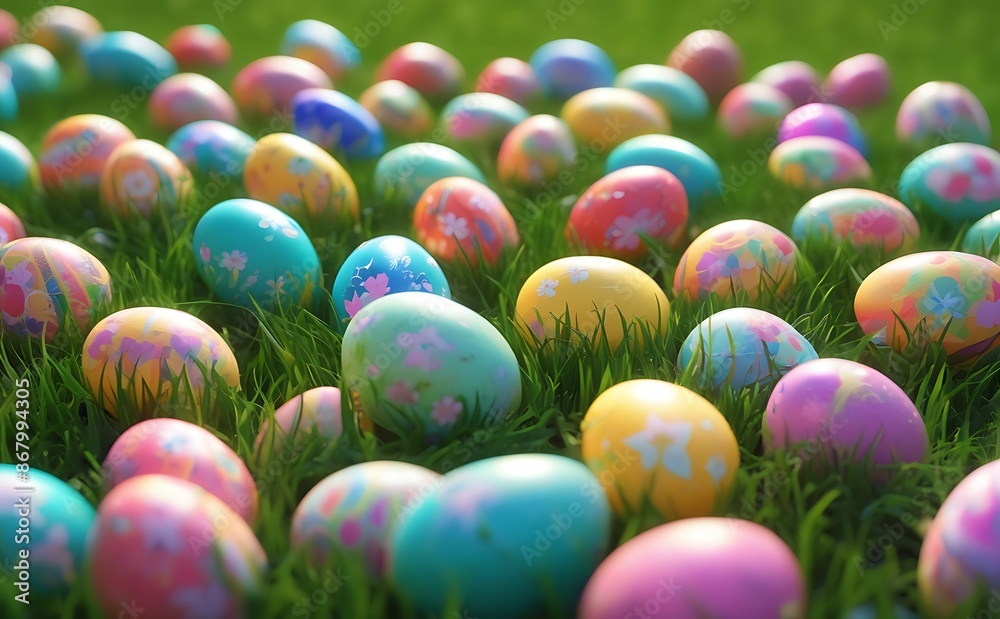 easter eggs on grass easter eggs on grass