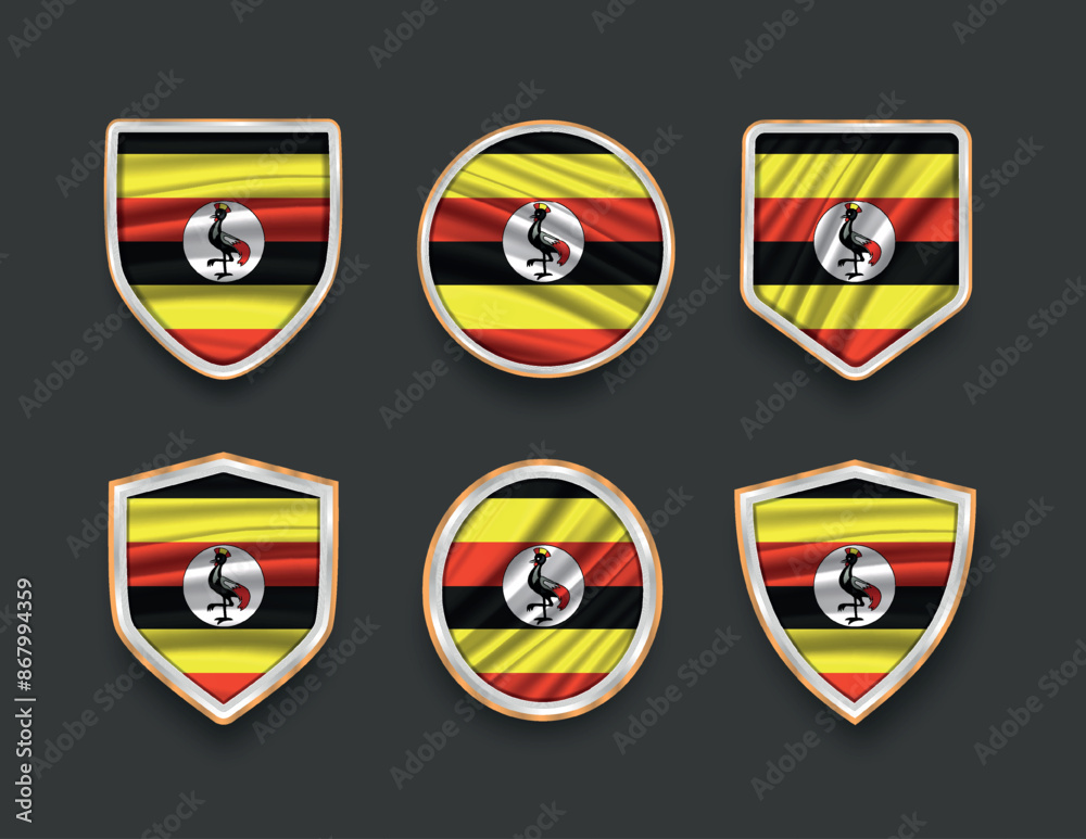 set of flags in frames with various frame shapes