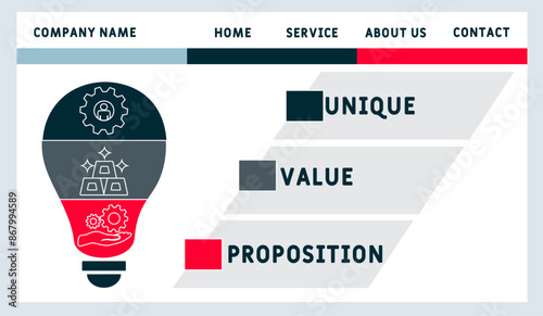 UVP - unique value proposition acronym. business concept background. vector illustration concept with keywords and icons. lettering illustration with icons for web banner, flyer, landing page