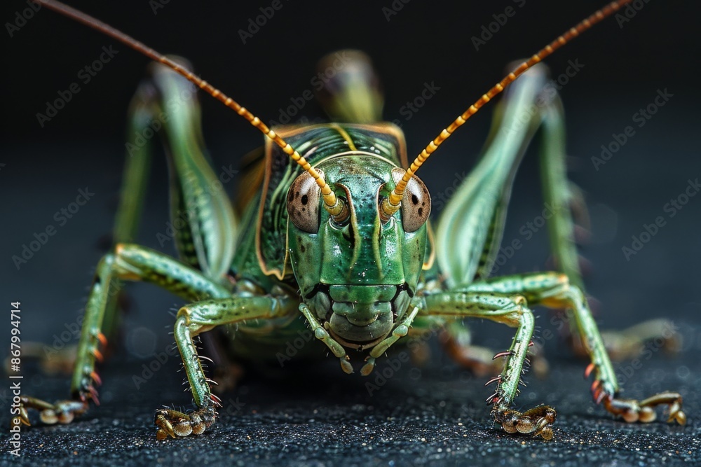Close-up of a Vibrant Green Grasshopper Close-up of a Vibrant Green Grasshopper