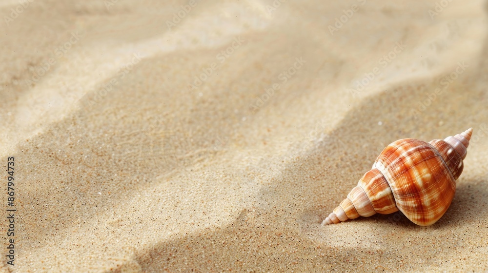 Seashell on sandy surface with empty space for text Seashell on sandy surface with empty space for text