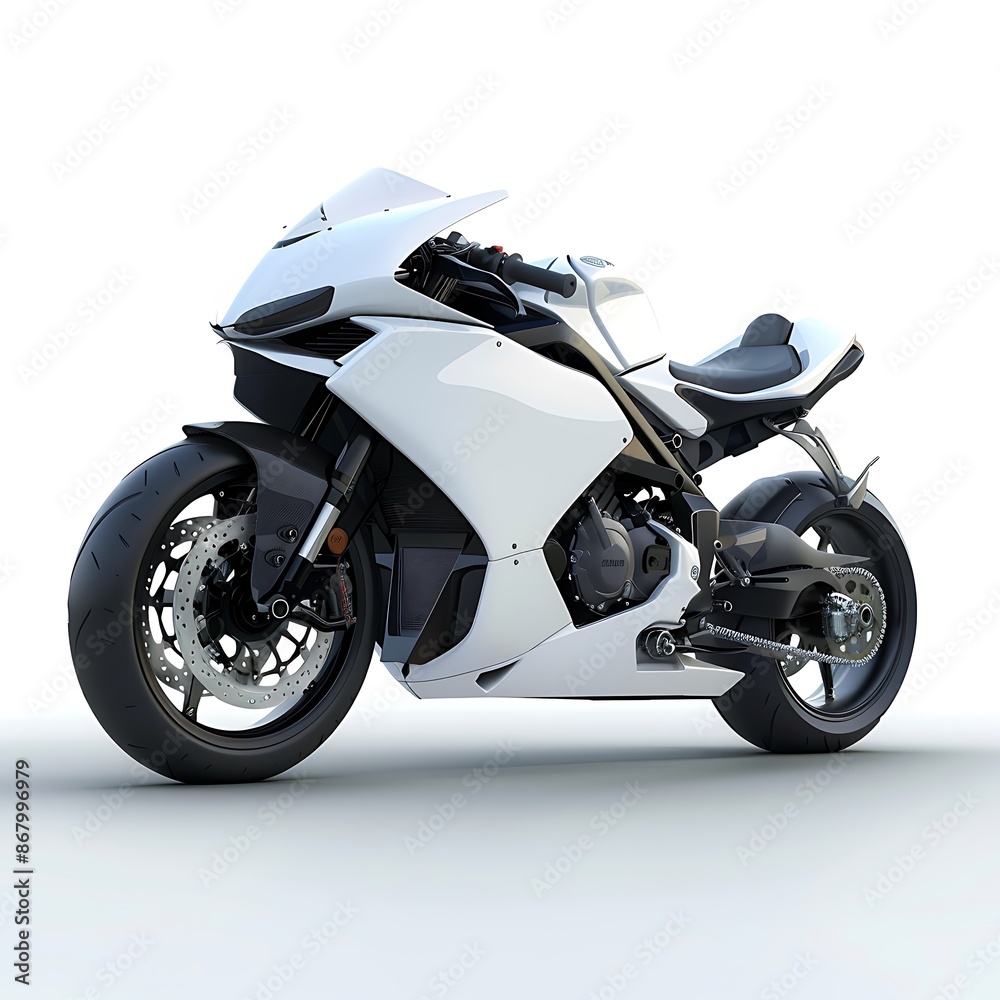 White motorcycle isolated on white background White motorcycle isolated on white background