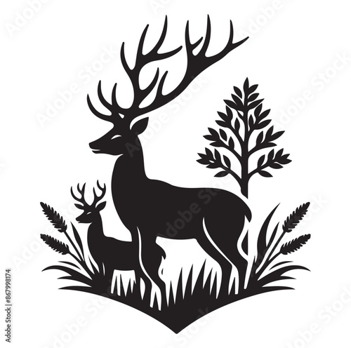 Beautiful Deer vector silhouette vector isolated on white background