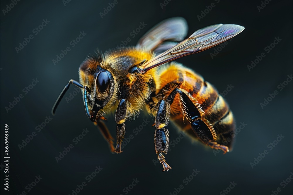 Close-up of a Honeybee in Flight Close-up of a Honeybee in Flight