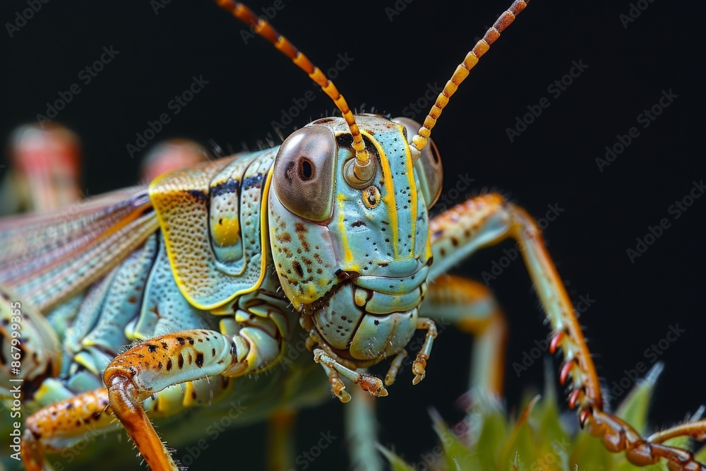 Close-up Portrait of a Vibrant Grasshopper Close-up Portrait of a Vibrant Grasshopper