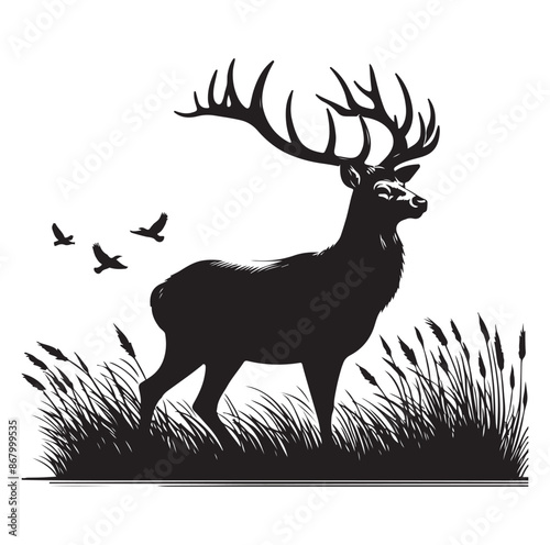 Beautiful Deer vector silhouette vector isolated on white background