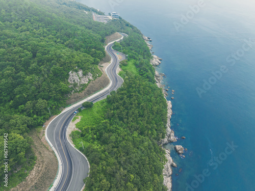 Coastal road with blue sea view 