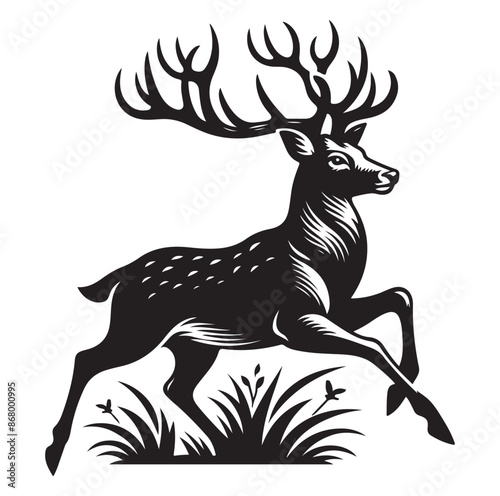 Beautiful Deer vector silhouette vector isolated on white background