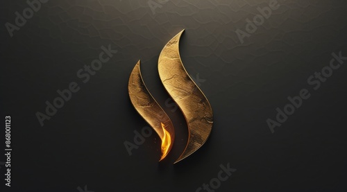 Golden Flame Design On Black Background