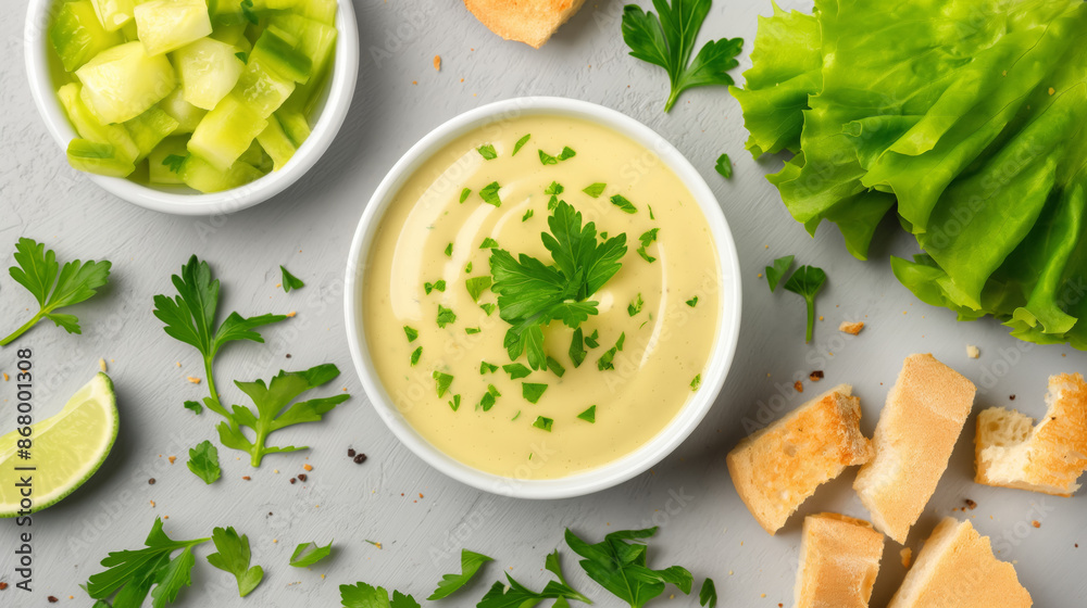 Creamy lemon dill dip with fresh cucumber and parsley. Creamy lemon dill dip with fresh cucumber and parsley.
