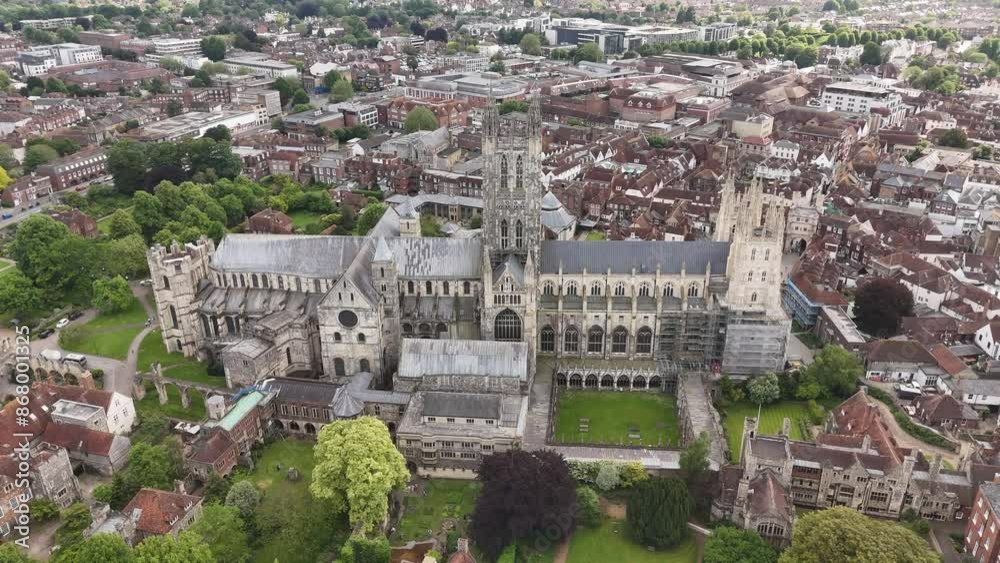 Flight over Canterbury Cathedral in United Kingdom in the historic town of Canterbury - aerial drone photography Flight over Canterbury Cathedral in United Kingdom in the historic town of Canterbury - aerial drone photography