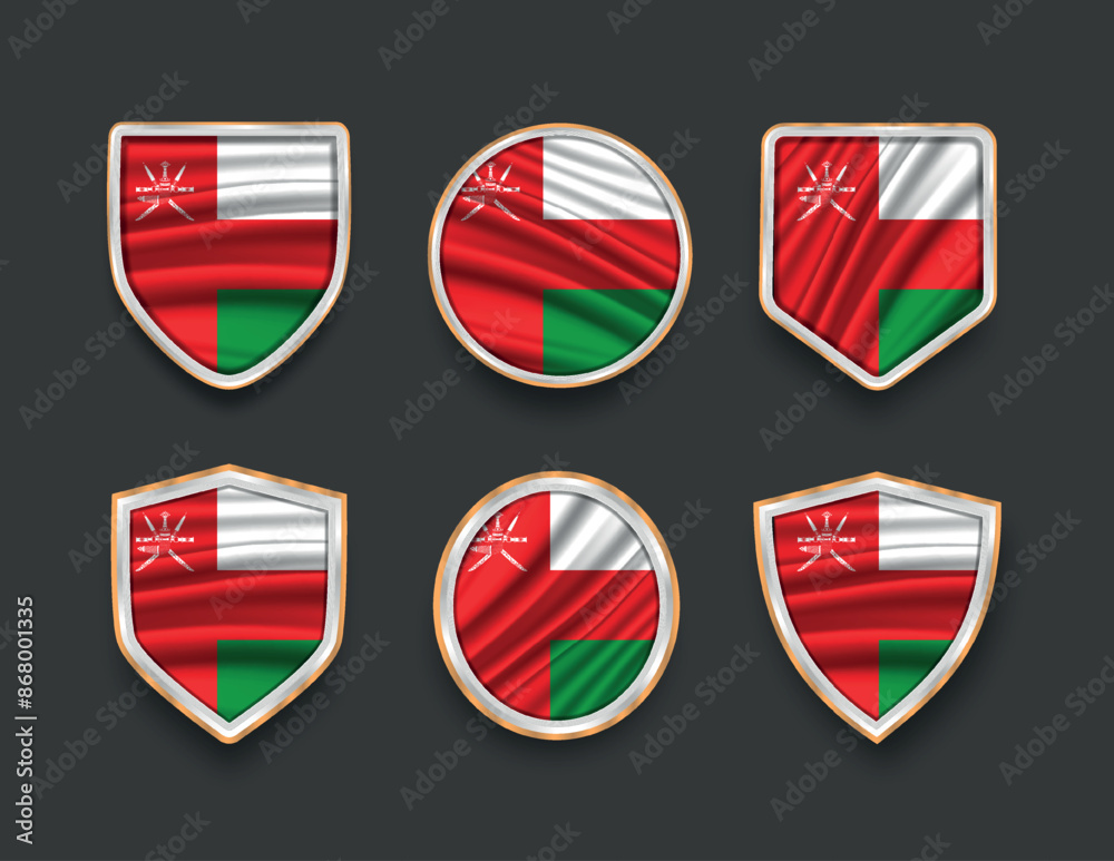 set of flags in frames with various frame shapes set of flags in frames with various frame shapes