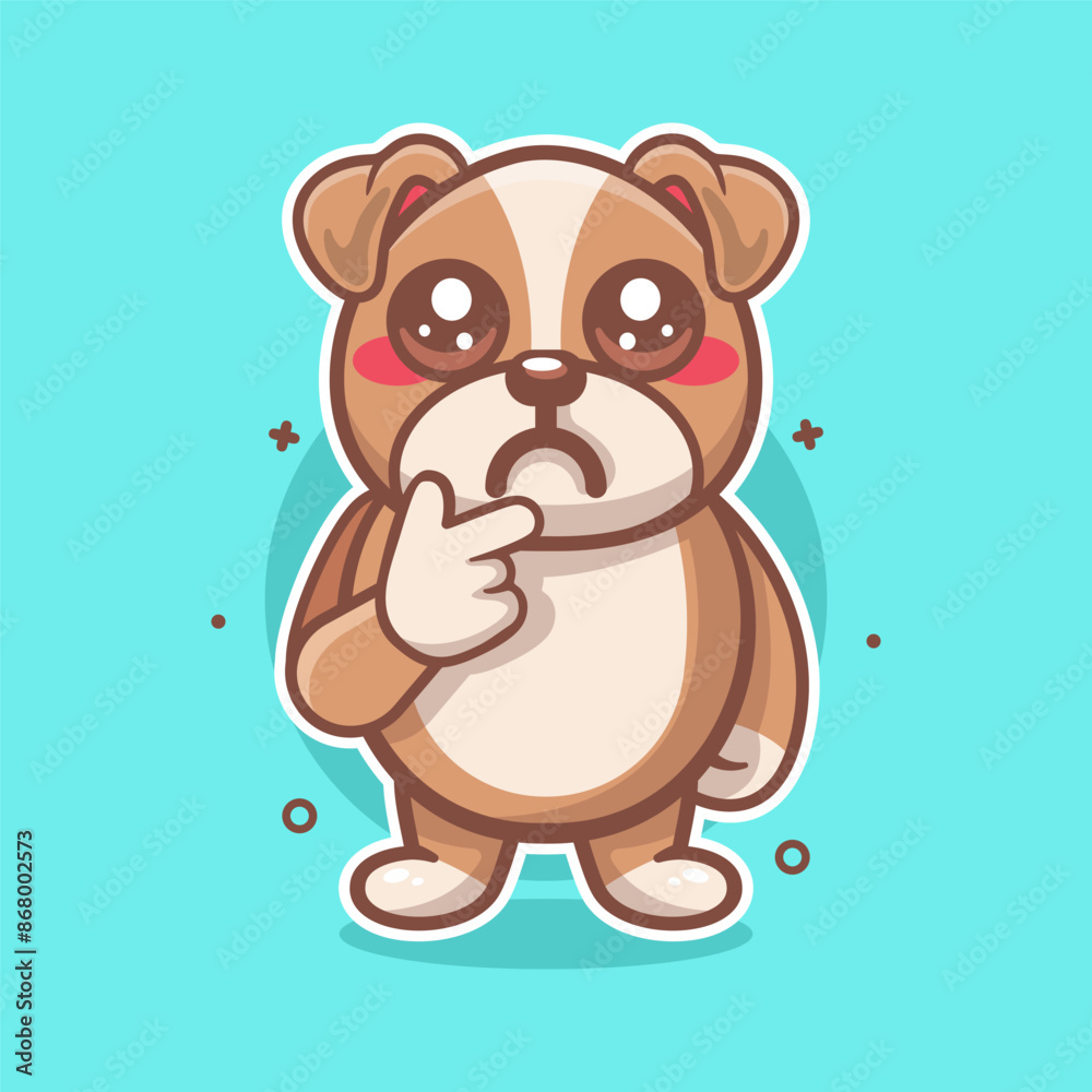 Fototapeta premium kawaii bulldog animal character mascot with thinking expression isolated cartoon