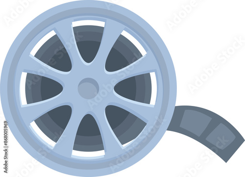Film reel is unwinding, showing a cinema film strip