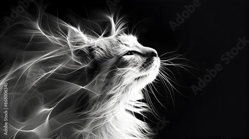 Captivating Feline Elegance:Minimalist Portrait of a Persian Cat