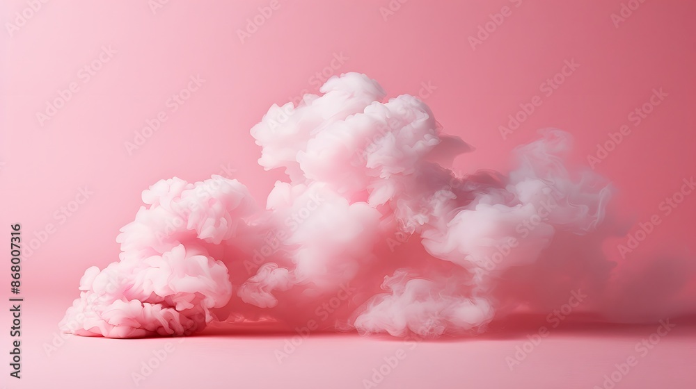 Abstract 3D background. Pink product display presentation. Empty space for product with floating white cloud on pink background. Abstract 3D background. Pink product display presentation. Empty space for product with floating white cloud on pink background.