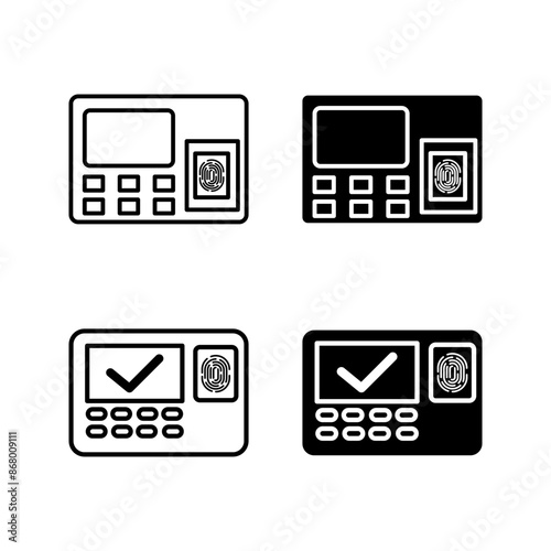 Attendance machine icon set. sign for mobile concept and web design color editable