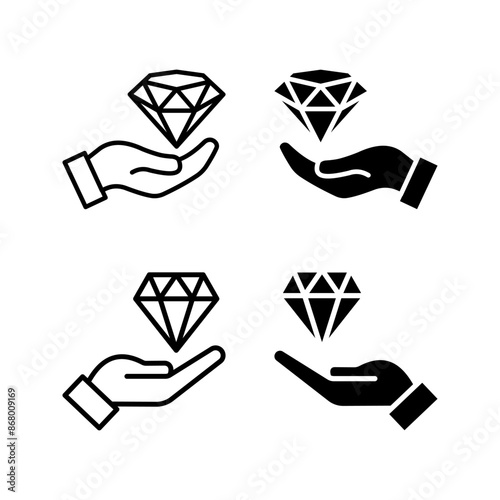 Diamond icon set. premium sign color editable