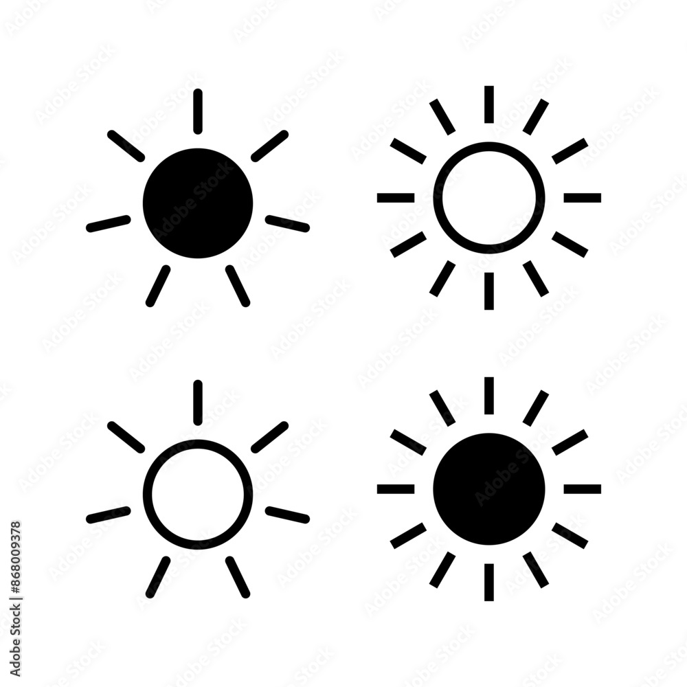Sun icon set. sign for mobile concept and web design color editable Sun icon set. sign for mobile concept and web design color editable