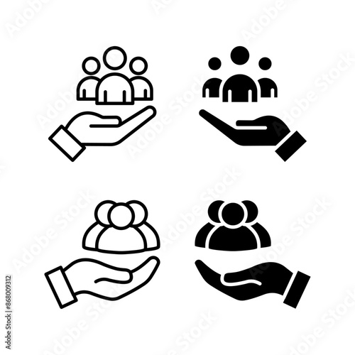 Customer care icon set color editable