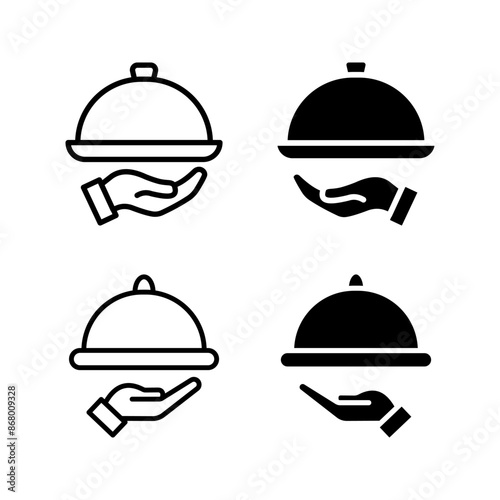 Platter icon set. restaurant sign. waiter symbol color editable