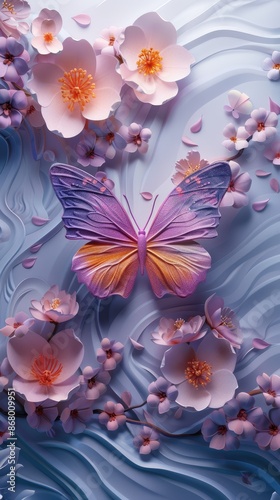 Whimsical paper garden, exquisite butterfly and floral sculptures. crafted with care, illustrating dreams and romance, perfect for banner displays with organic charm