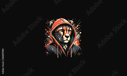 cheetah wearing hoodie vector artwork design