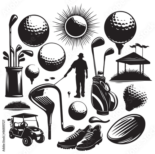 golf elements Vector Illustration