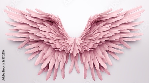 Pink Angel Wings on a White Background © meta