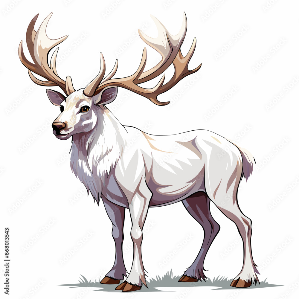 Fototapeta premium one deer moose full body ,real style, white background
