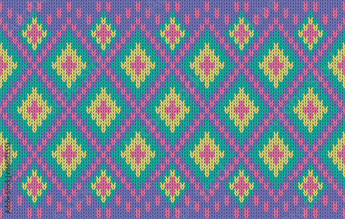 Knitted pattern seamless fabric pastel color tone. traditional knitted pattern vector ethnic style. Designed for background ,wallpaper ,carpet ,clothing ,knitted pattern ,fabric ,pixel art ,textile
