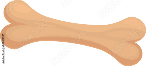 Cartoon bone is lying horizontally on a white background