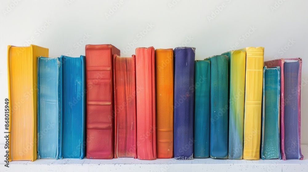 Colorful closed books on a white backdrop Colorful closed books on a white backdrop