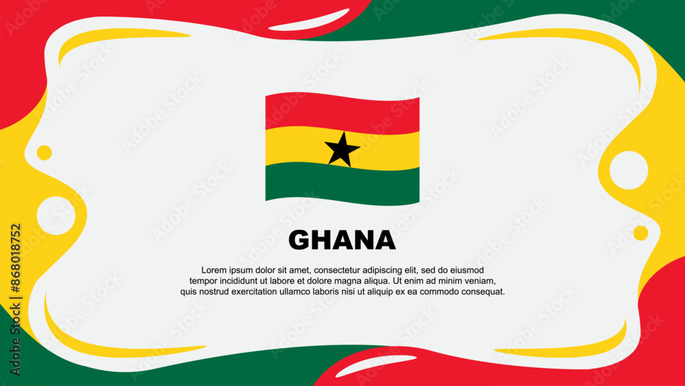 Fototapeta premium Ghana Flag Abstract Background Flat Design Template. Ghana Independence Day Banner Wallpaper Vector Illustration. Ghana Flag