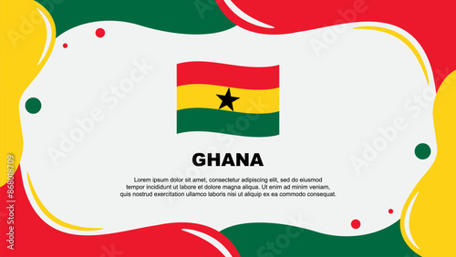 Ghana Flag Abstract Background Flat Design Template. Ghana Independence Day Banner Wallpaper Vector Illustration. Ghana Banner