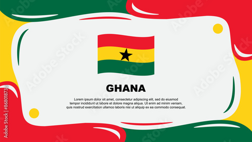 Ghana Flag Abstract Background Flat Design Template. Ghana Independence Day Banner Wallpaper Vector Illustration. Ghana Illustration