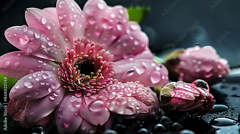 Freshness and beauty in nature a wet flower, AI Generative Freshness and beauty in nature a wet flower, AI Generative