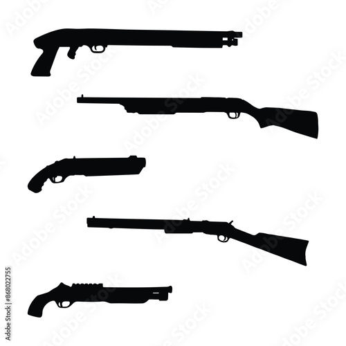 Shotgun Gun Art Silhouette Vector Illustration Bundle