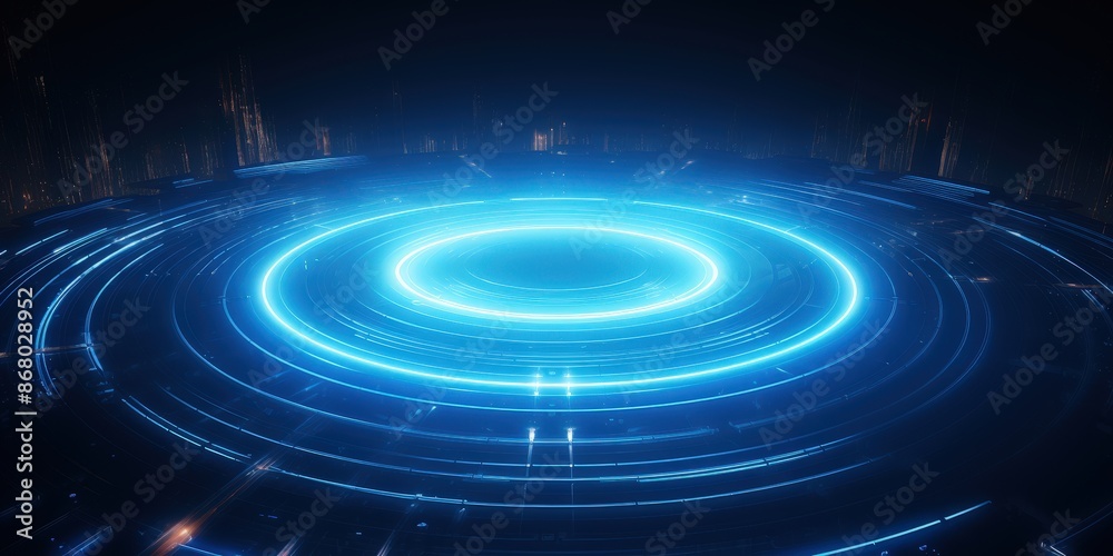 Glowing Blue Circular Abstract Futuristic Background Glowing Blue Circular Abstract Futuristic Background