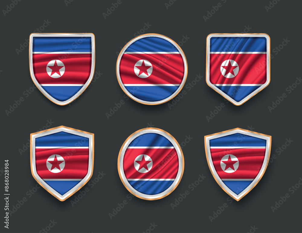 set of flags in frames with various frame shapes
