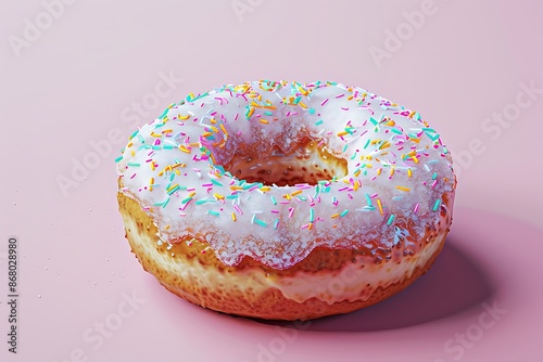 A playful icon of a donut with pastel sprinkles and a shimmering sugar glaze © Ghulam