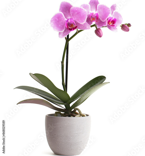 Orchid Flower Plant in Pot Dollhouse Miniatures Garden isolated on a transparent background © mizan