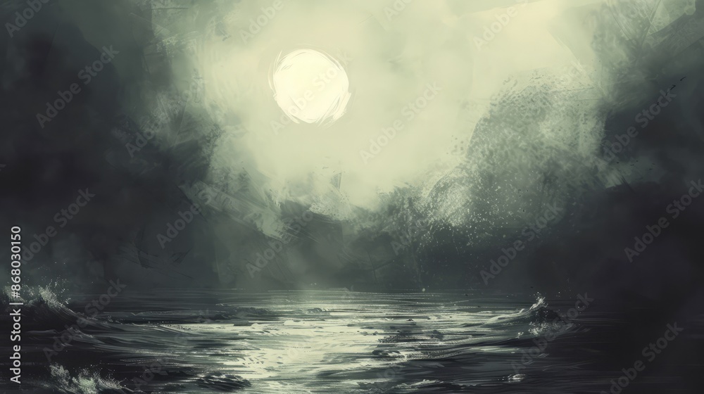 Fototapeta premium light and dark,mystorious,fantansy point --ar 16:9 Job ID: c8d4f199-0743-4478-a1cc-e21587d98c6b