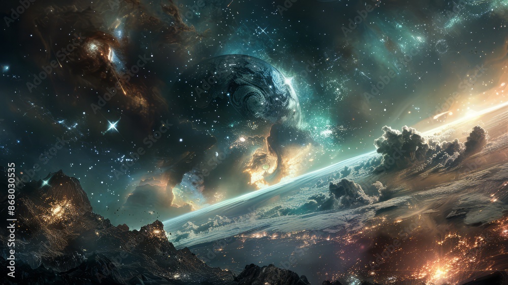 Fototapeta premium universemystorious,fantansy point --ar 16:9 Job ID: eb543e70-acff-44ca-b5e7-8a2f05f56cca